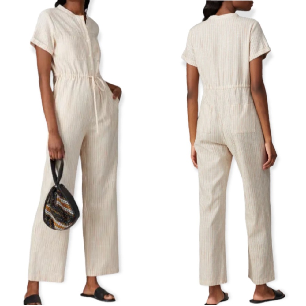 NWT Line and Dot Pascal Linen Blend Wide Leg Jumpsuit
